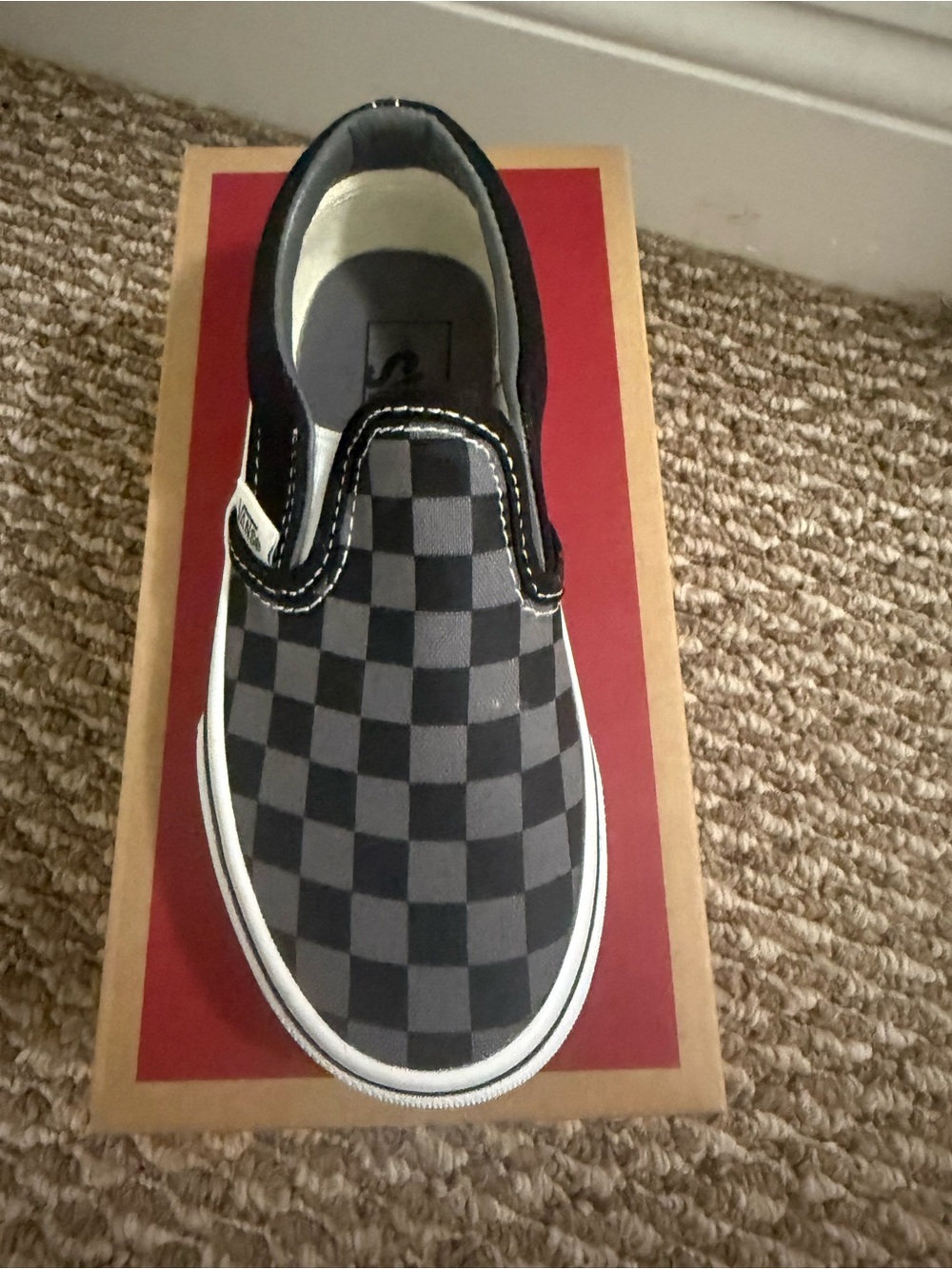 Vans Checkerboard Slip-On Kids Shoe - Black/Gray